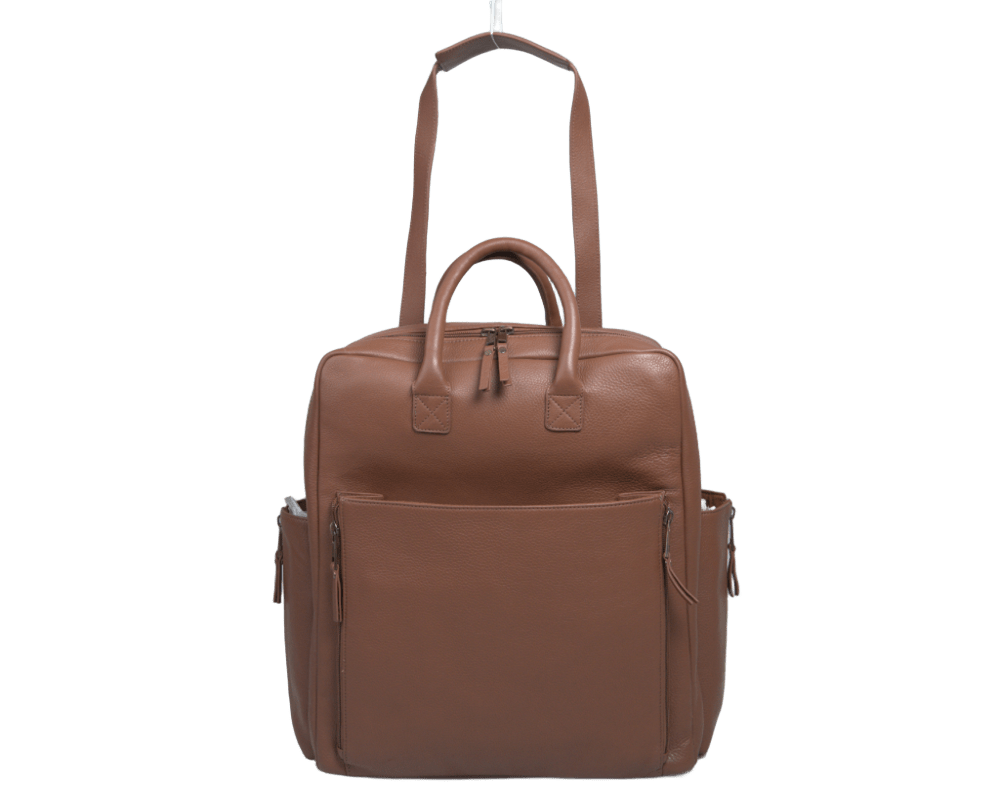 Brown leather work backpack