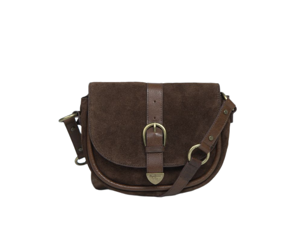 Brown suede leather crossbody bag