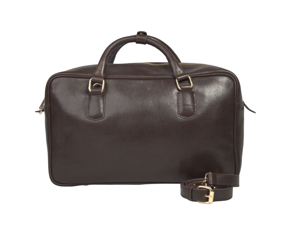 Brown leather travel bag